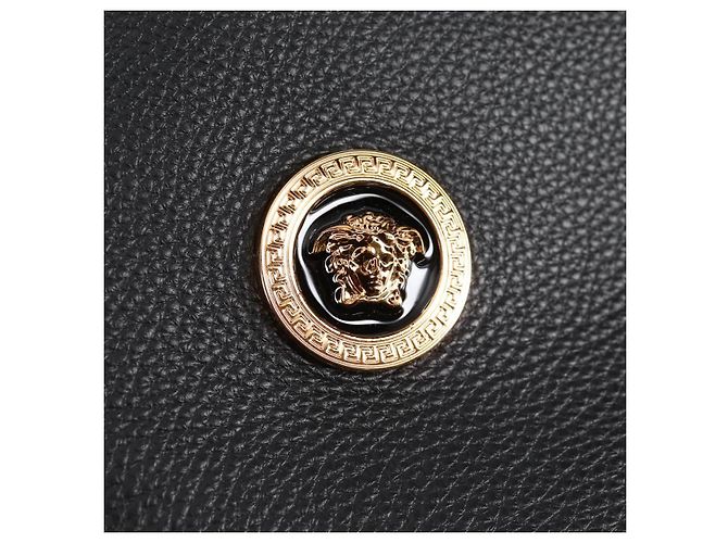 Versace Borsa Tote in pelle 2 in 1 Nera Oro Auth 118751V Nero D'oro - vista 14