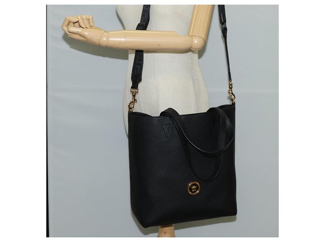 Versace Borsa Tote in pelle 2 in 1 Nera Oro Auth 118751V Nero D'oro - vista 20