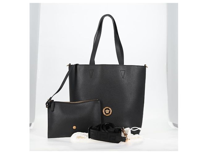 Versace Borsa Tote in pelle 2 in 1 Nera Oro Auth 118751V Nero D'oro - vista 25