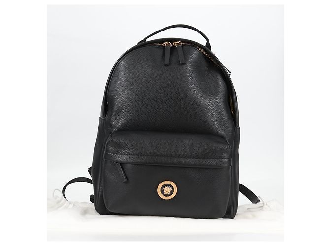Sac à dos en cuir noir et or Auth 118683V VERSACE - vue 12