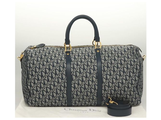 Borsa Boston in tela Trotter Christian Dior 2way Navy Gold Auth BD2104SAV - vista 12