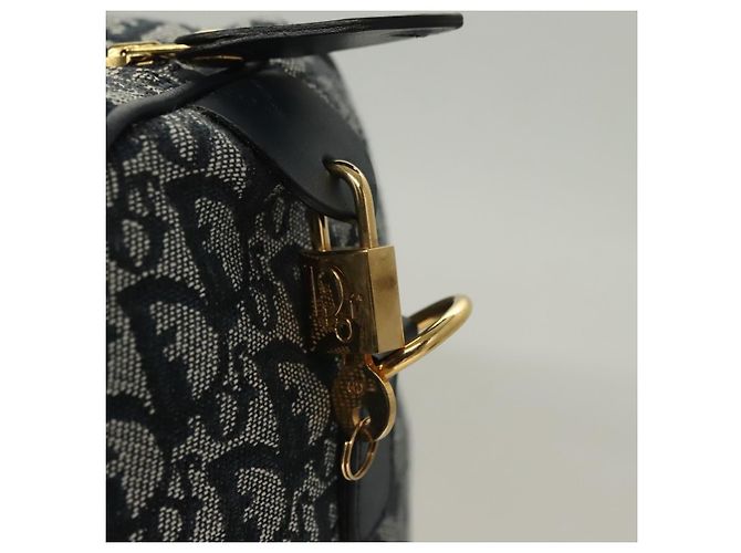 Borsa Boston in tela Trotter Christian Dior 2way Navy Gold Auth BD2104SAV - vista 18