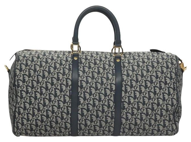Borsa Boston in tela Trotter Christian Dior 2way Navy Gold Auth BD2104SAV - vista 2
