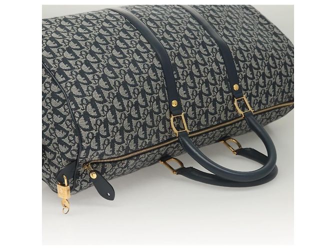 Borsa Boston in tela Trotter Christian Dior 2way Navy Gold Auth BD2104SAV - vista 6