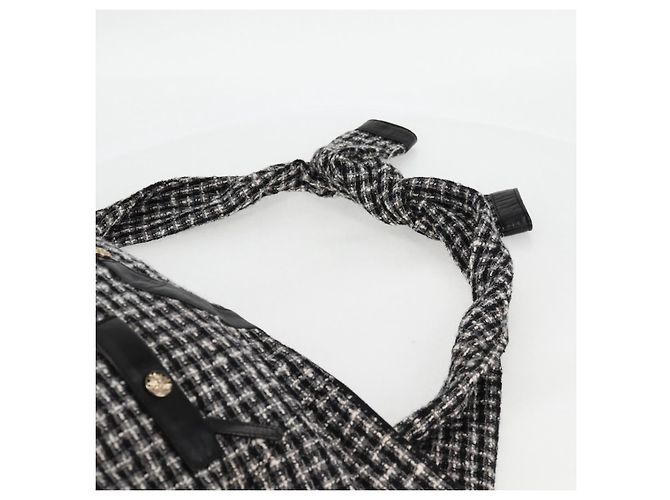 CHANEL Girl Chanel Jacket Shoulder Bag tweed Black White CC Auth 126244SAV - view 15