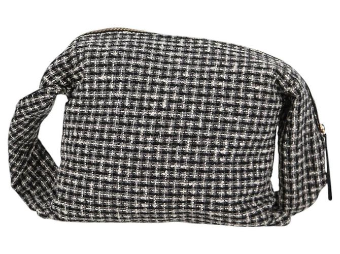 CHANEL Girl Chanel Jacket Shoulder Bag tweed Black White CC Auth 126244SAV - view 2