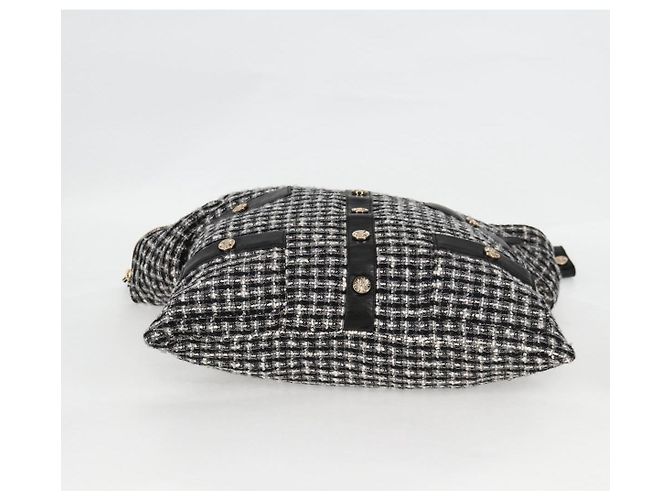 CHANEL Girl Chanel Jacket Shoulder Bag tweed Black White CC Auth 126244SAV - view 5