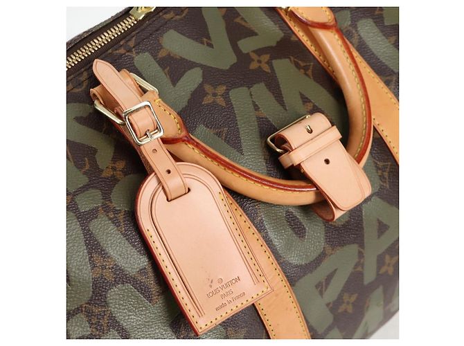 LOUIS VUITTON Monogram Graffiti Keepall 50 Boston Tasche Khaki M92196 Auth 126567SM - Ansicht 18
