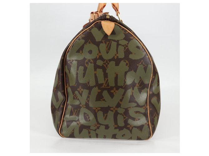 LOUIS VUITTON Monogram Graffiti Keepall 50 Boston Tasche Khaki M92196 Auth 126567SM - Ansicht 3