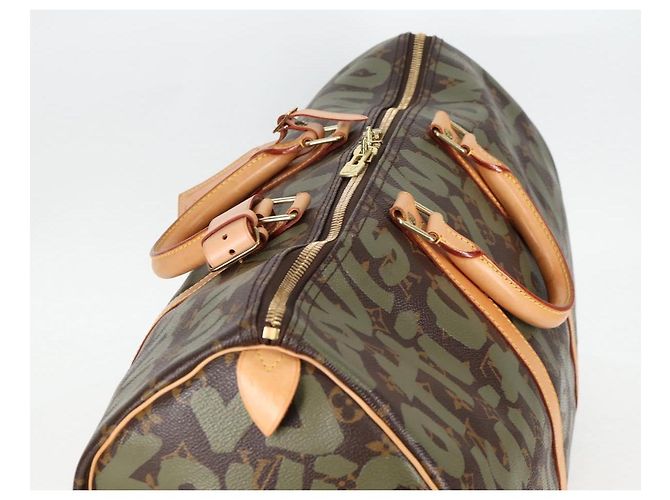 LOUIS VUITTON Monogram Graffiti Keepall 50 Boston Tasche Khaki M92196 Auth 126567SM - Ansicht 6