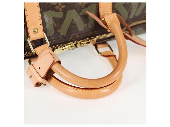LOUIS VUITTON Monogram Graffiti Keepall 50 Boston Tasche Khaki M92196 Auth 126567SM - Ansicht 7