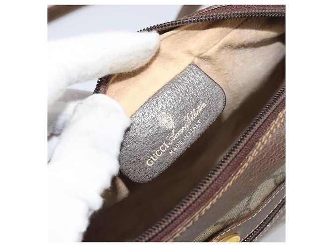 Borsa a Spalla Gucci GG Supreme Web Sherry Line PVC Beige 010 378 Auth 170391 - vista 16