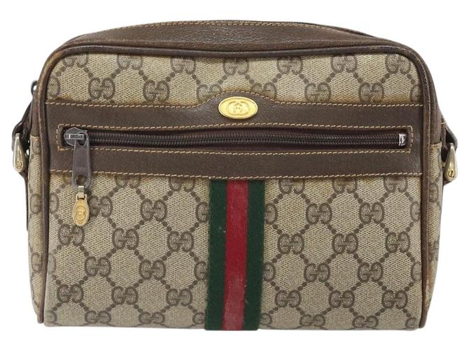 Borsa a Spalla Gucci GG Supreme Web Sherry Line PVC Beige 010 378 Auth 170391 - vista 2