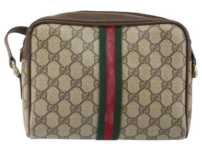 Borsa a Spalla Gucci GG Supreme Web Sherry Line PVC Beige 010 378 Auth 170391 - vista 3