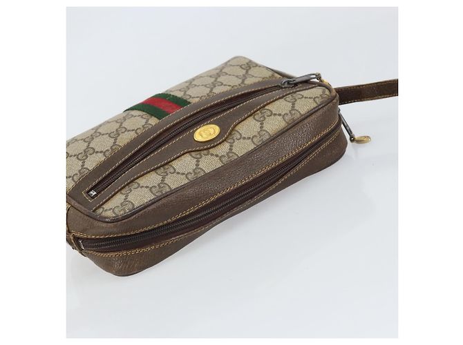 Borsa a Spalla Gucci GG Supreme Web Sherry Line PVC Beige 010 378 Auth 170391 - vista 6