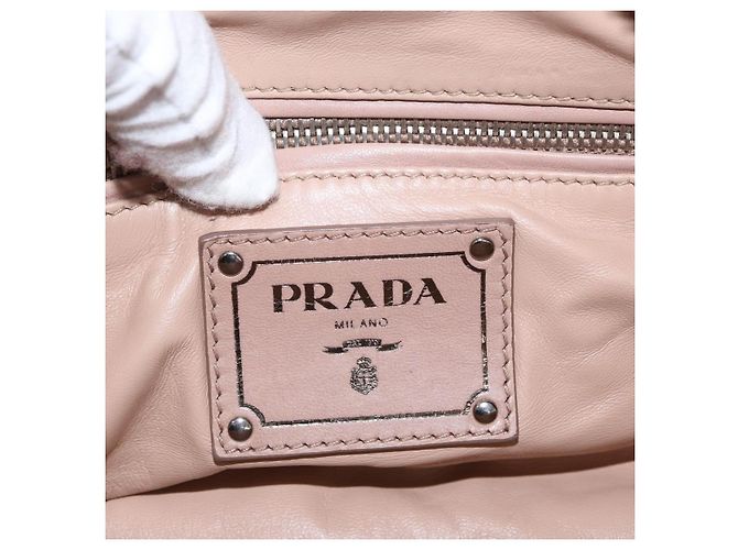 PRADA Borsa a Mano in Pelle 2 in 1 Rosa Argento Auth 170334 - vista 20