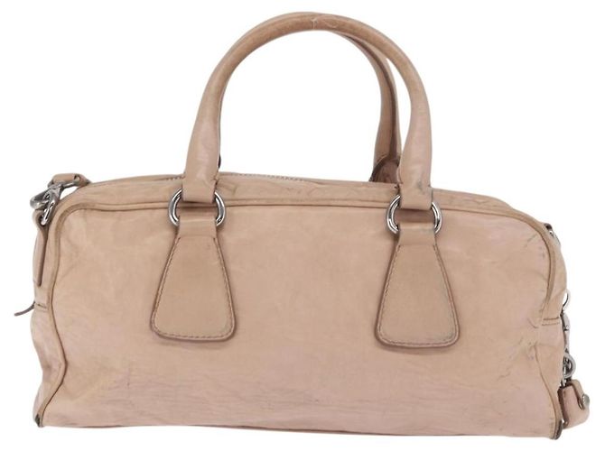 PRADA Borsa a Mano in Pelle 2 in 1 Rosa Argento Auth 170334 - vista 3
