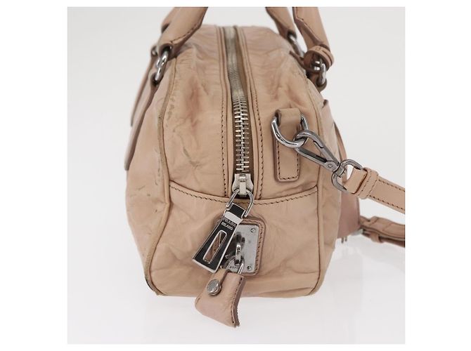PRADA Borsa a Mano in Pelle 2 in 1 Rosa Argento Auth 170334 - vista 5
