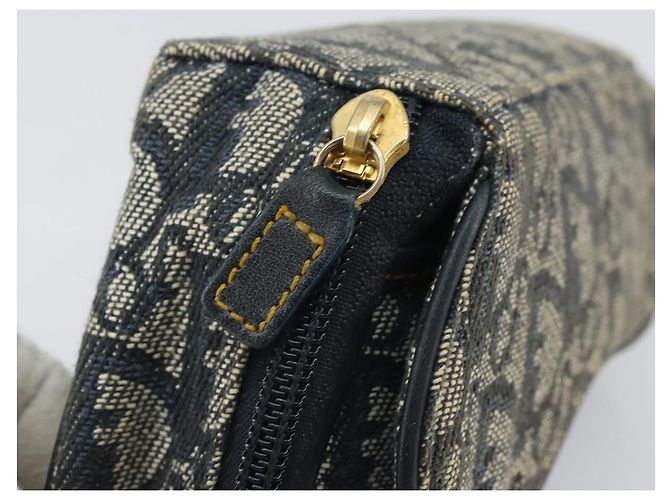 Pochette in Tela Trotter Christian Dior Blu Navy Oro Auth 170701 D'oro - vista 13