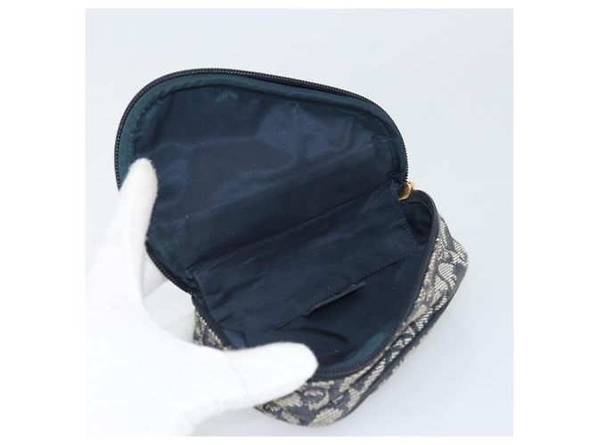 Pochette in Tela Trotter Christian Dior Blu Navy Oro Auth 170701 D'oro - vista 14