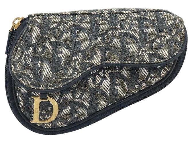 Pochette in Tela Trotter Christian Dior Blu Navy Oro Auth 170701 D'oro - vista 2