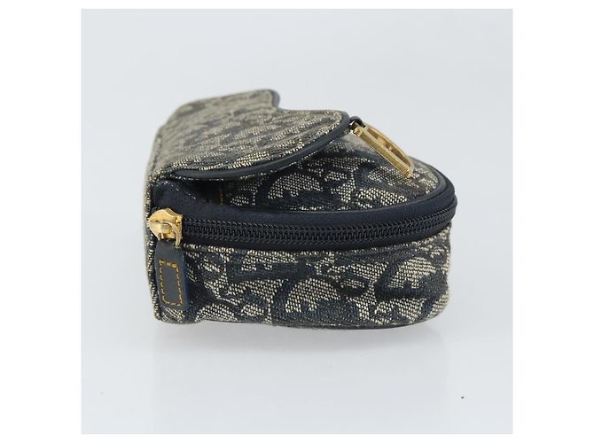 Pochette in Tela Trotter Christian Dior Blu Navy Oro Auth 170701 D'oro - vista 5