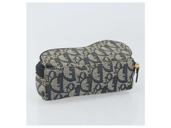 Pochette in Tela Trotter Christian Dior Blu Navy Oro Auth 170701 D'oro - vista 6