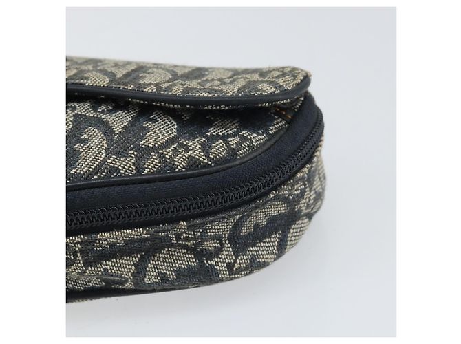 Pochette in Tela Trotter Christian Dior Blu Navy Oro Auth 170701 D'oro - vista 8