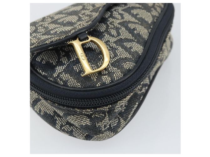 Pochette in Tela Trotter Christian Dior Blu Navy Oro Auth 170701 D'oro - vista 9