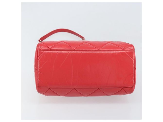 Borsa Boston in pelle CHANEL con catena 2 in 1 Rossa Argento CC Auth 169810SAM Rosso - vista 12
