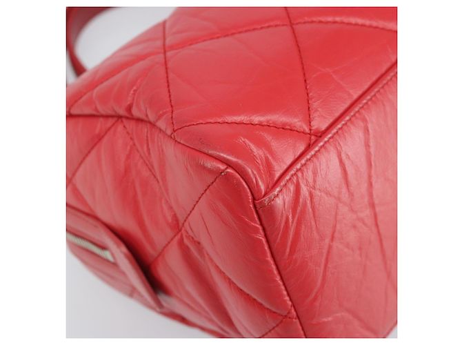 Borsa Boston in pelle CHANEL con catena 2 in 1 Rossa Argento CC Auth 169810SAM Rosso - vista 14