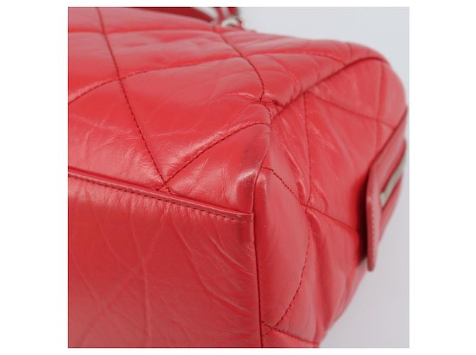 Borsa Boston in pelle CHANEL con catena 2 in 1 Rossa Argento CC Auth 169810SAM Rosso - vista 15