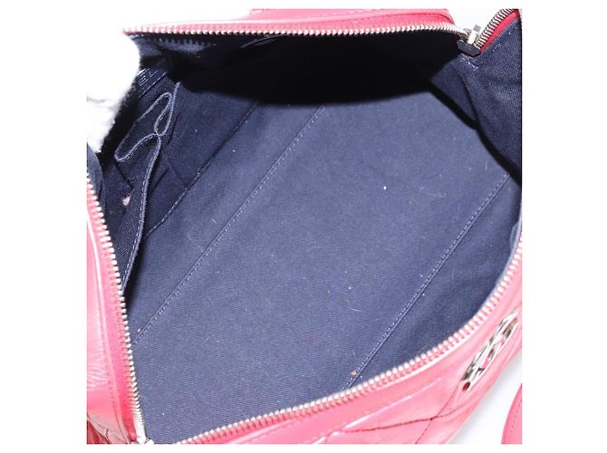 Borsa Boston in pelle CHANEL con catena 2 in 1 Rossa Argento CC Auth 169810SAM Rosso - vista 20