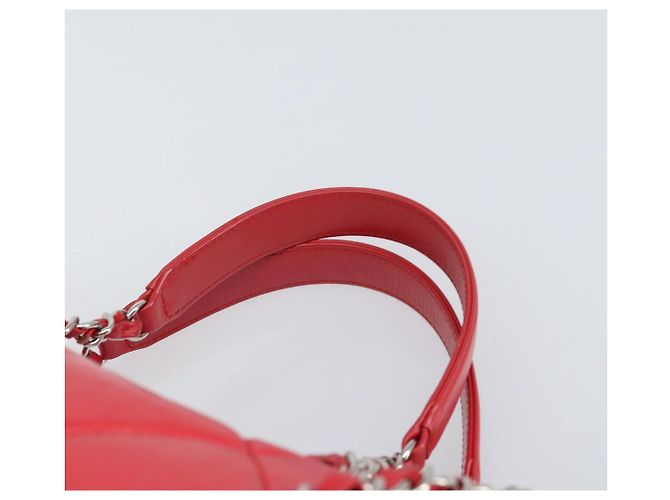 Borsa Boston in pelle CHANEL con catena 2 in 1 Rossa Argento CC Auth 169810SAM Rosso - vista 8