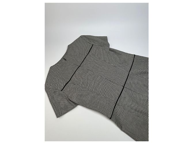 Vintage Courreges Karierter Kleid Schwarz Weiß M - Ansicht 10