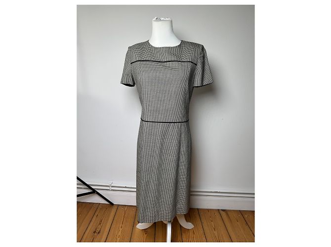 Vintage Courreges Karierter Kleid Schwarz Weiß M - Ansicht 13