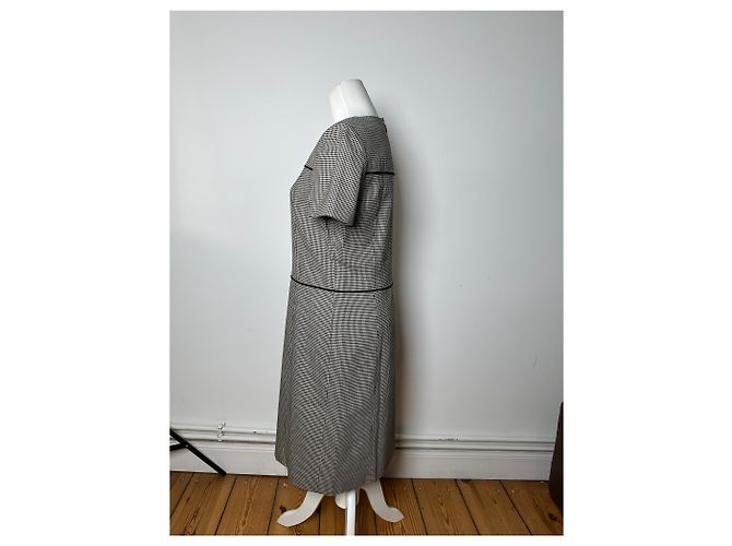 Vintage Courreges Karierter Kleid Schwarz Weiß M - Ansicht 2