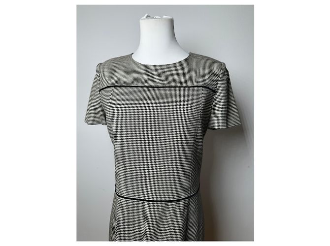 Vintage Courreges Karierter Kleid Schwarz Weiß M - Ansicht 5