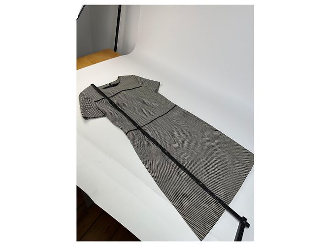 Vintage Courreges Karierter Kleid Schwarz Weiß M - Ansicht 7