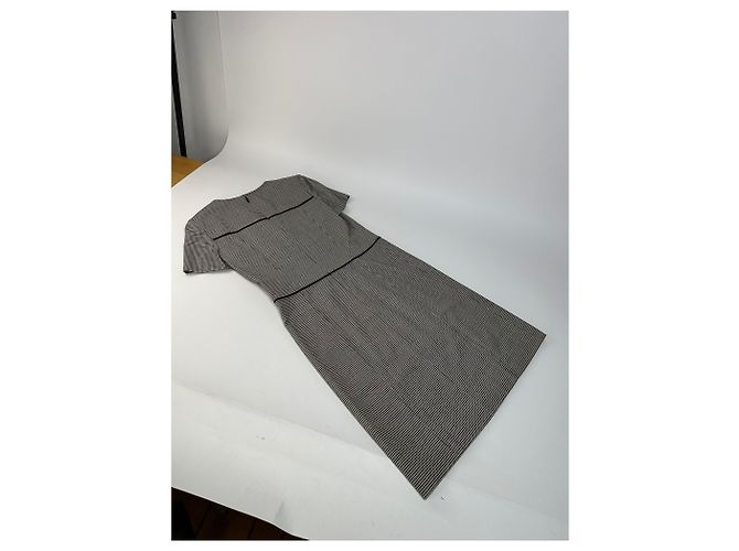 Vintage Courreges Karierter Kleid Schwarz Weiß M - Ansicht 8