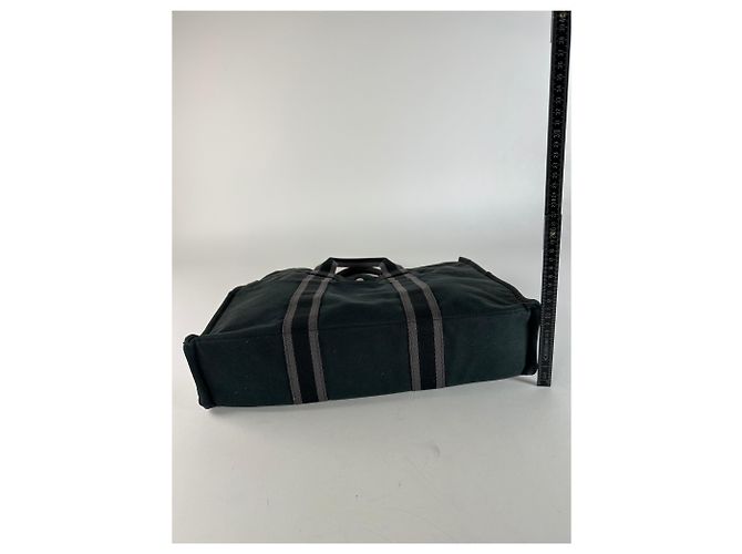 Vintage Hermès Canvas Tote Bag Schwarz - Ansicht 11