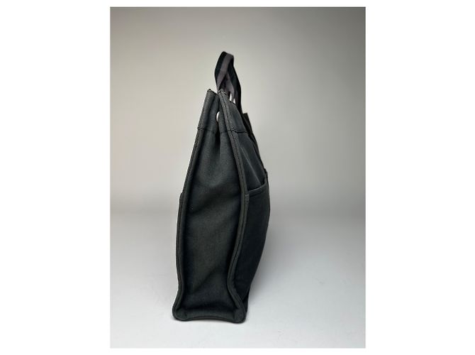 Vintage Hermès Canvas Tote Bag Schwarz - Ansicht 6