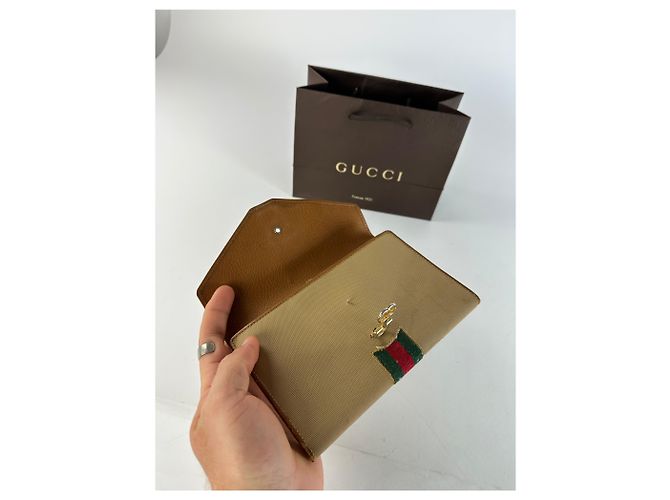 Clutch Vintage Gucci Horsebit Beige Marrone - vista 3