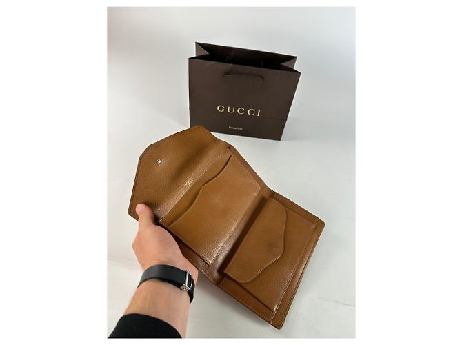 Clutch Vintage Gucci Horsebit Beige Marrone - vista 4