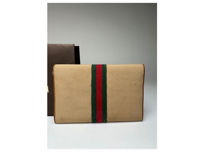 Clutch Vintage Gucci Horsebit Beige Marrone - vista 8