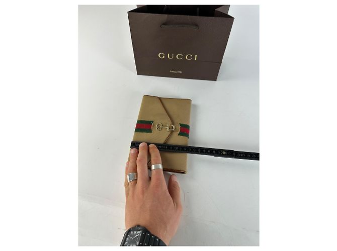 Clutch Vintage Gucci Horsebit Beige Marrone - vista 9