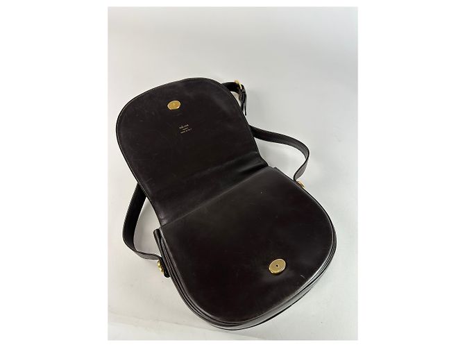 Céline Vintage Celine Paris Leder Schultertasche Schwarz Braun - Ansicht 10