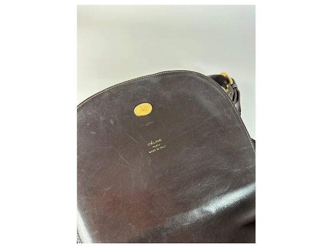 Céline Vintage Celine Paris Leder Schultertasche Schwarz Braun - Ansicht 11