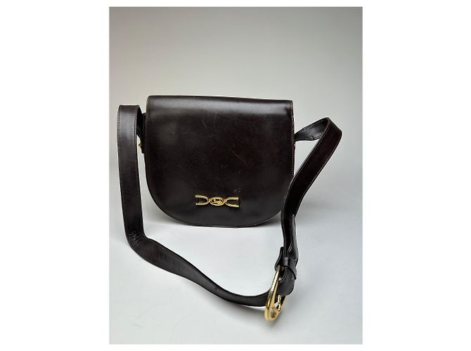 Céline Vintage Celine Paris Leder Schultertasche Schwarz Braun - Ansicht 3