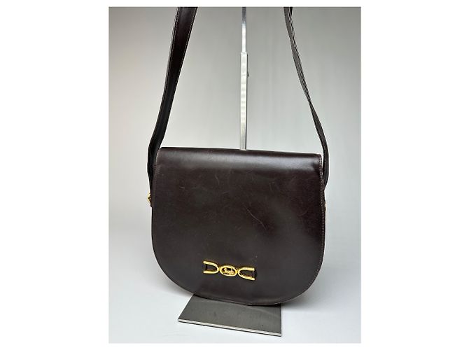 Céline Vintage Celine Paris Leder Schultertasche Schwarz Braun - Ansicht 8